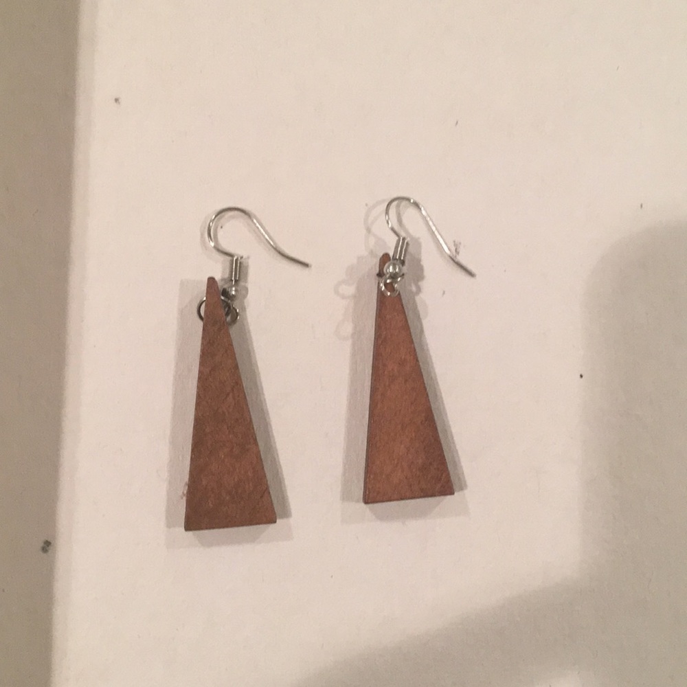 Wooden triangle earrings